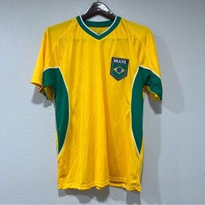 BRAZIL NATIONAL TEAM Soccer Jersey Rhinox Yellow Green Crest Men's Size Medium